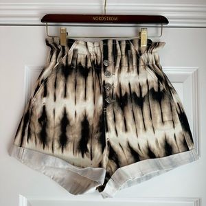 Topshop High Waist Tie-Dye Shorts - Black and Cream